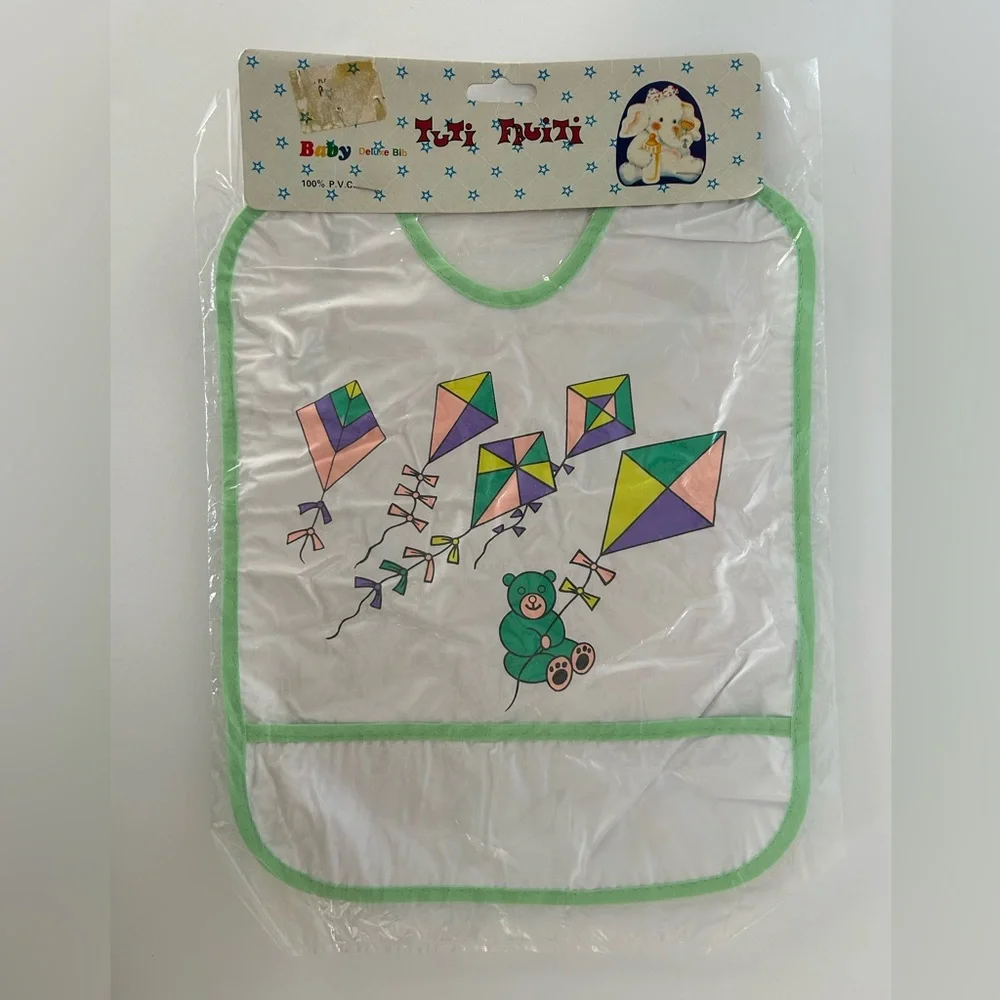 🦋 5/$25 - Tuti Fruiti Baby Bib Vintage - NWT - Teddy Bear Flying Kites